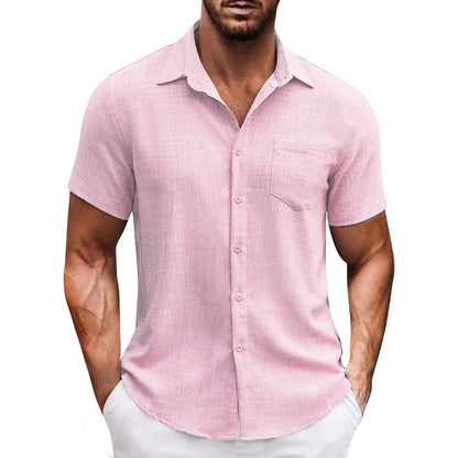 Men's Casual Solid Color Short Sleeve Shirt