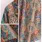 Women's Relaxed Long Sleeve Blouse with V-Neck and Boho Print