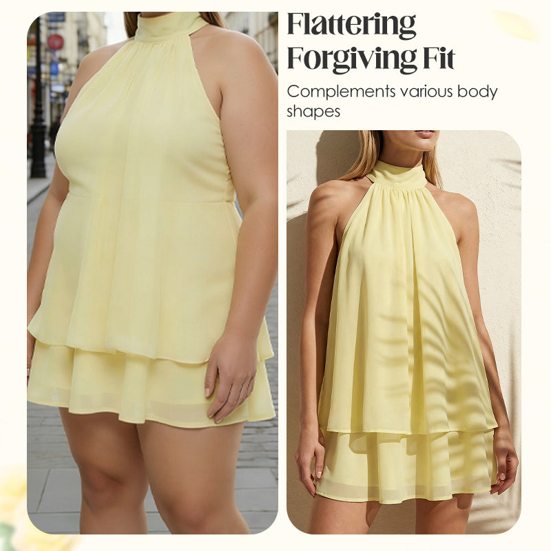 Women's Flowy Halter Drop-Waist Mini Dress