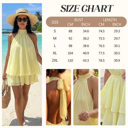 Women's Flowy Halter Drop-Waist Mini Dress