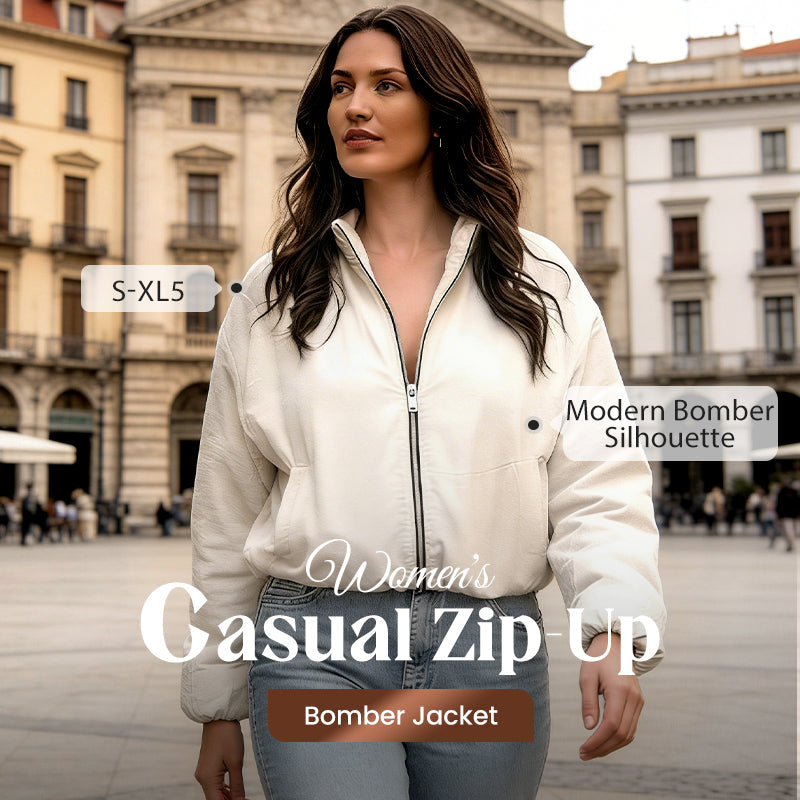 Women's Casual Zip-Up Bomber Jacket