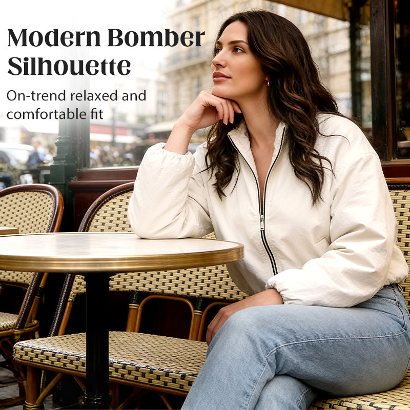 Women's Casual Zip-Up Bomber Jacket