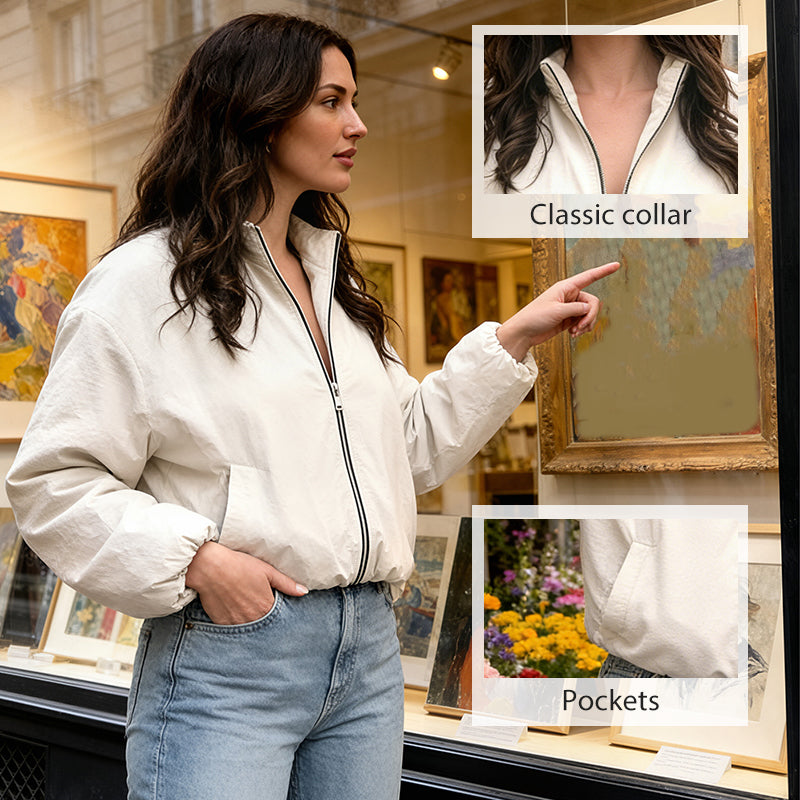 Women's Casual Zip-Up Bomber Jacket