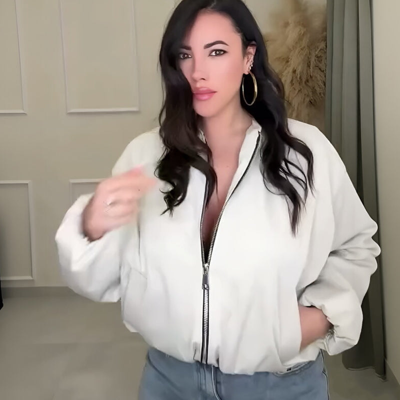 Women's Casual Zip-Up Bomber Jacket