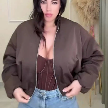 Women's Casual Zip-Up Bomber Jacket