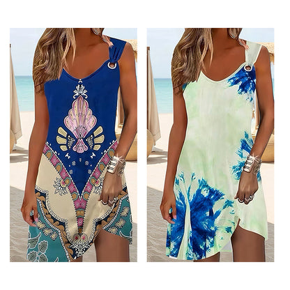 Women's Sleeveless V-Neck Asymmetrical Dress