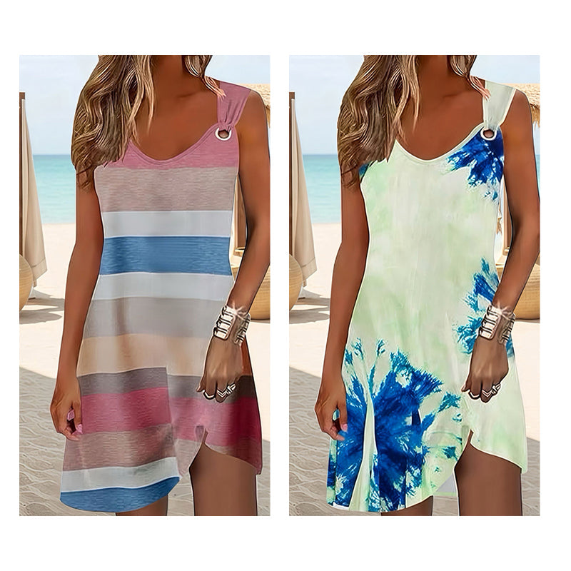 Women's Sleeveless V-Neck Asymmetrical Dress