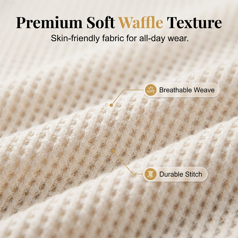 Women's Casual V Neck Waffle Knit T-Shirt