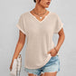 Women's Casual V Neck Waffle Knit T-Shirt