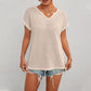 Women's Casual V Neck Waffle Knit T-Shirt