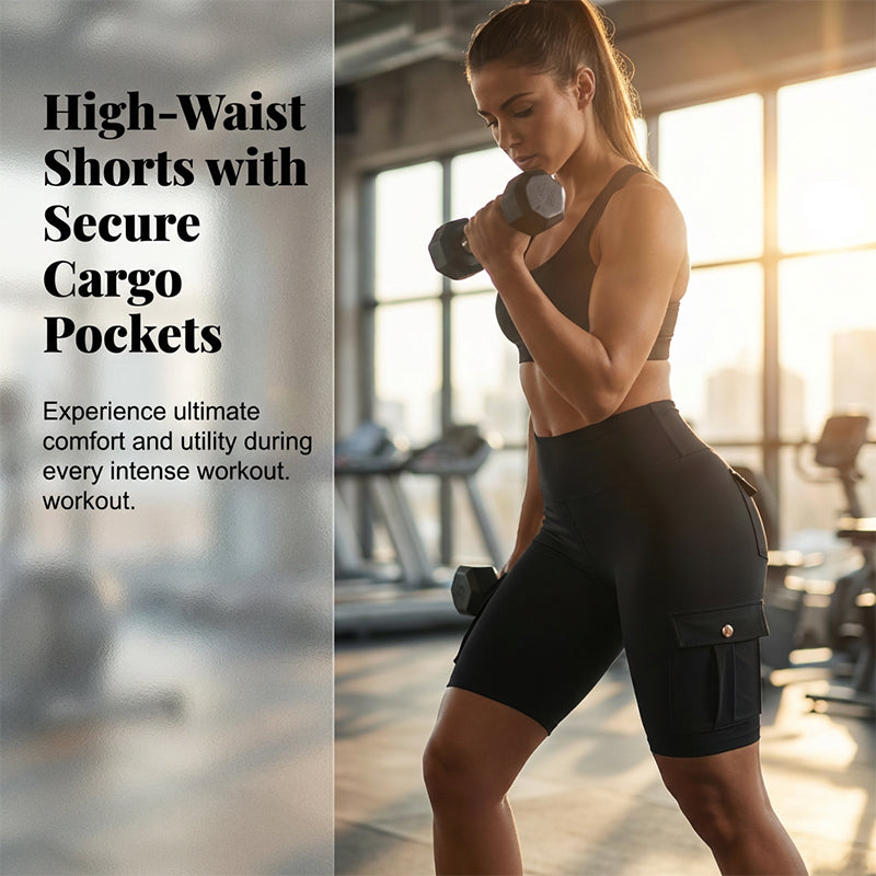 High-Waist Butt-Lifting Athletic Shorts with Pockets