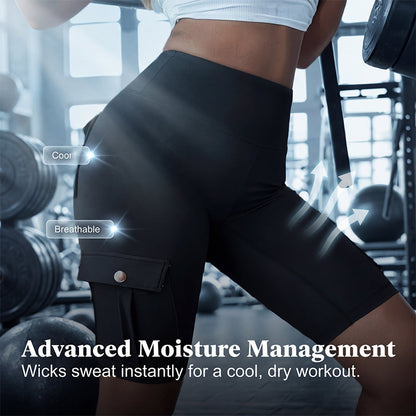 High-Waist Butt-Lifting Athletic Shorts with Pockets