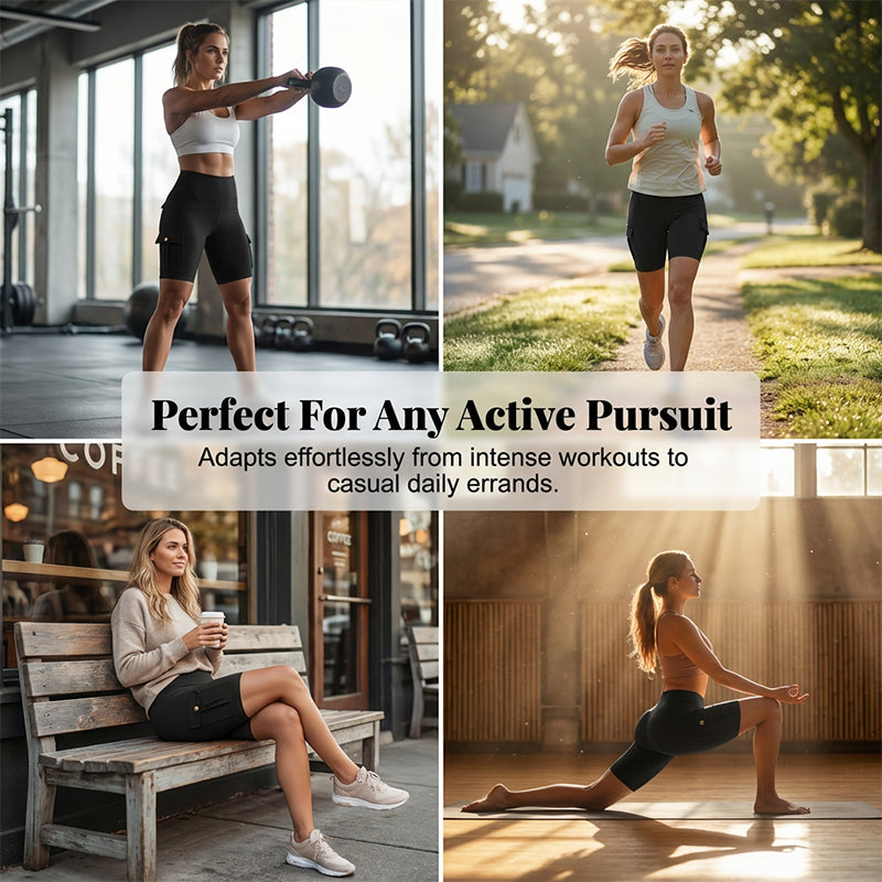 High-Waist Butt-Lifting Athletic Shorts with Pockets