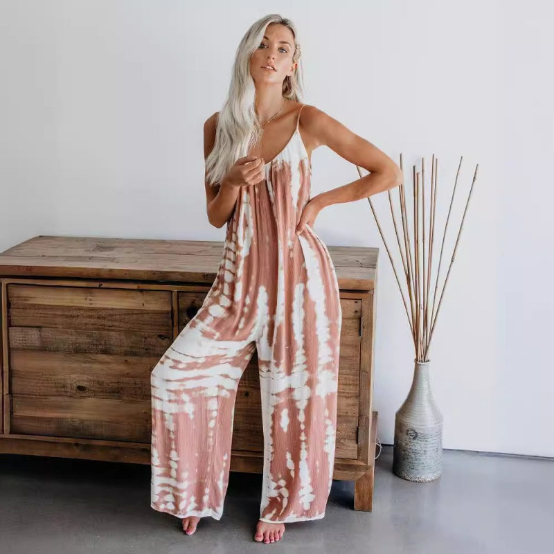 Women's Fashion Spaghetti Strap Printed Jumpsuit