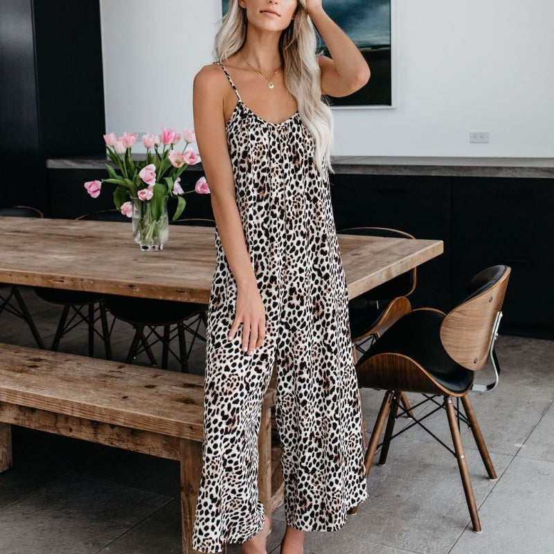 Women's Fashion Spaghetti Strap Printed Jumpsuit