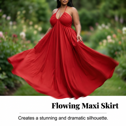 Women's Sleeveless Halter Neck Flowy Maxi Dress