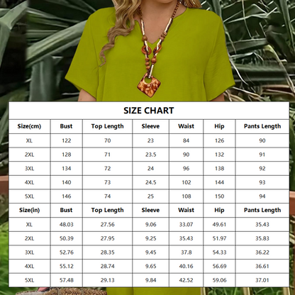 Women's Casual Short Sleeve Top & Wide Leg Pants Set