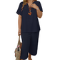 Women's Casual Short Sleeve Top & Wide Leg Pants Set