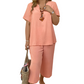 Women's Casual Short Sleeve Top & Wide Leg Pants Set