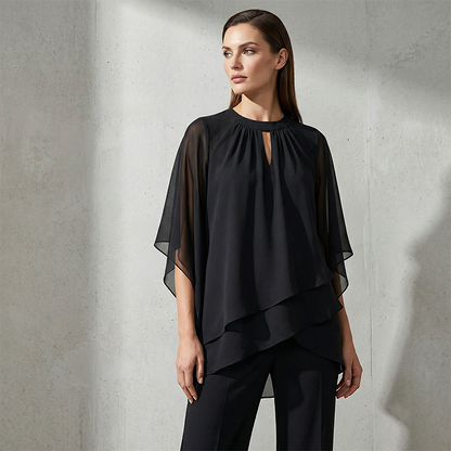 Elegant Asymmetrical Two-Piece Pant Set