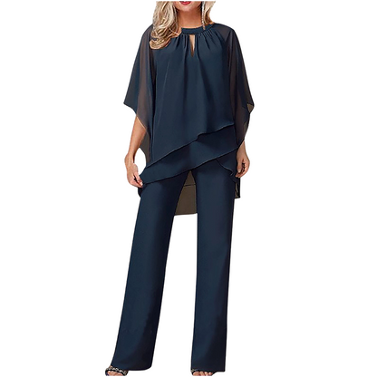 Elegant Asymmetrical Two-Piece Pant Set