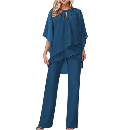 Elegant Asymmetrical Two-Piece Pant Set