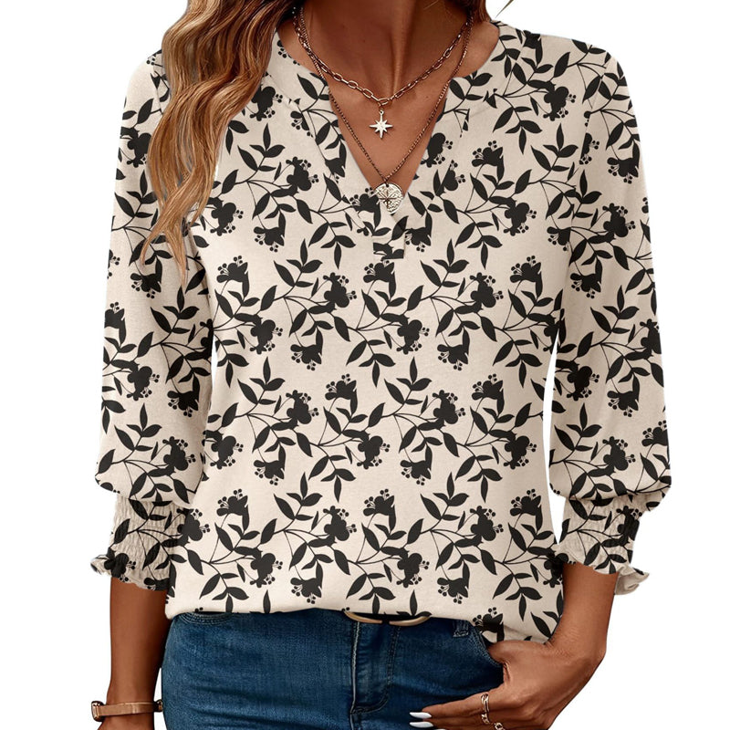 🎁 50% KORTING! Damesmode V-hals Blouse met 3/4 Mouwen – Comfortabel, Stijlvol & Perfect voor Werk of Vrije Tijd
