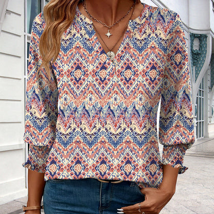 🎁 50% KORTING! Damesmode V-hals Blouse met 3/4 Mouwen – Comfortabel, Stijlvol & Perfect voor Werk of Vrije Tijd