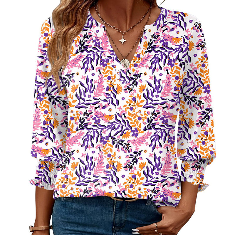 🎁 50% KORTING! Damesmode V-hals Blouse met 3/4 Mouwen – Comfortabel, Stijlvol & Perfect voor Werk of Vrije Tijd