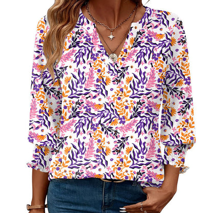 🎁 50% KORTING! Damesmode V-hals Blouse met 3/4 Mouwen – Comfortabel, Stijlvol & Perfect voor Werk of Vrije Tijd