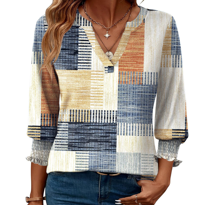 🎁 50% KORTING! Damesmode V-hals Blouse met 3/4 Mouwen – Comfortabel, Stijlvol & Perfect voor Werk of Vrije Tijd