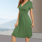 Women’s Elegant Solid-color V-neck Dress with Pockets