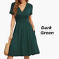 Women’s Elegant Solid-color V-neck Dress with Pockets