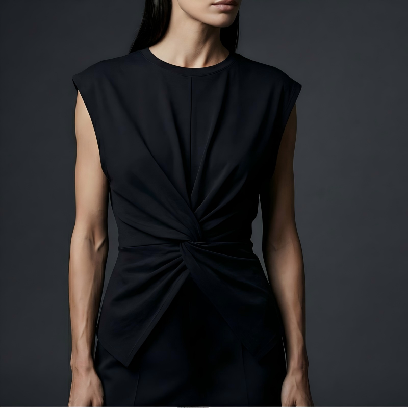 Cross-Wrap & Tie-Back Sleeveless Top