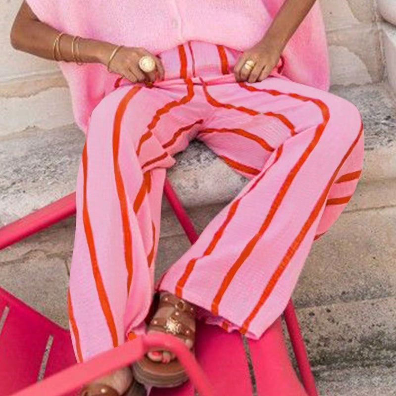 Women's Striped Wide-Leg Casual Pants
