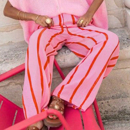 Women's Striped Wide-Leg Casual Pants