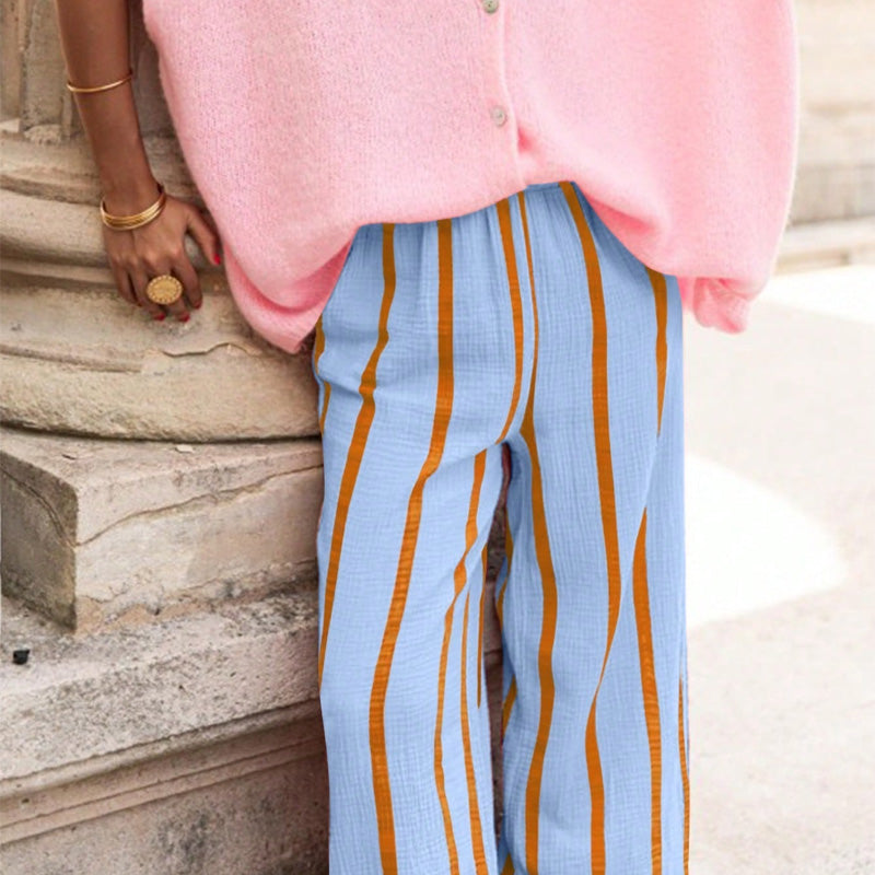 Women's Striped Wide-Leg Casual Pants