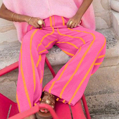 Women's Striped Wide-Leg Casual Pants