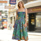 Women's Floral Print Tie-Strap Midi Dress