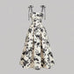 Women's Floral Print Tie-Strap Midi Dress