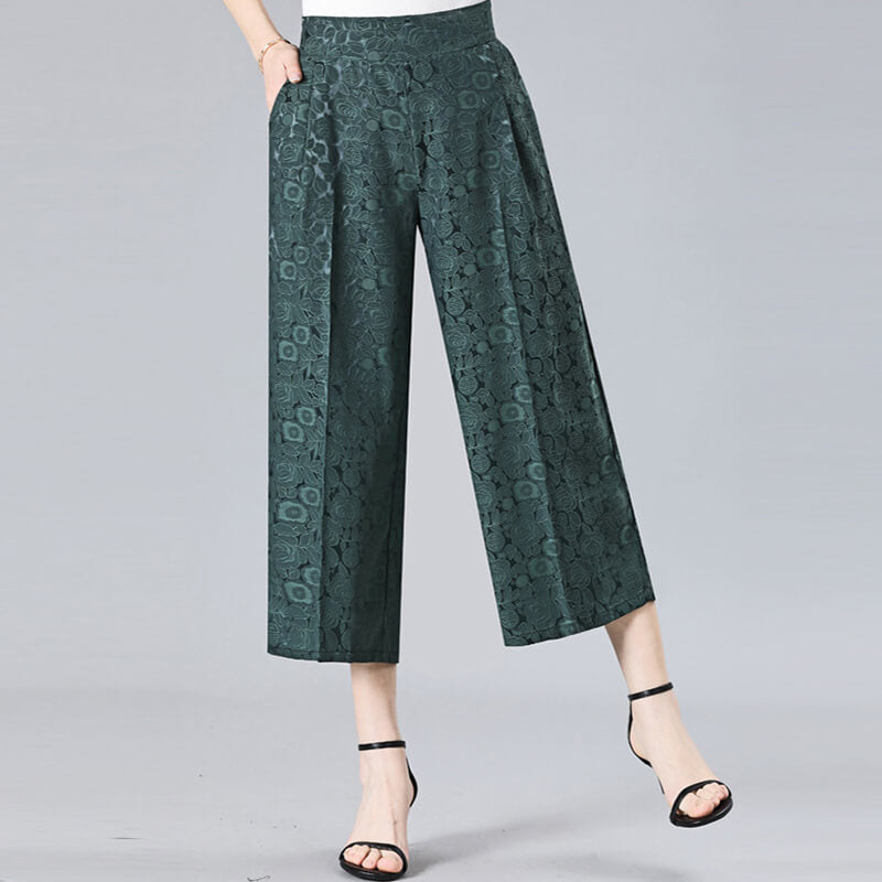 Jacquard ice silk wide-leg pants