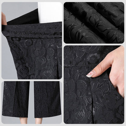 Jacquard ice silk wide-leg pants