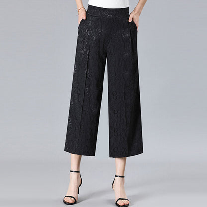 Jacquard ice silk wide-leg pants