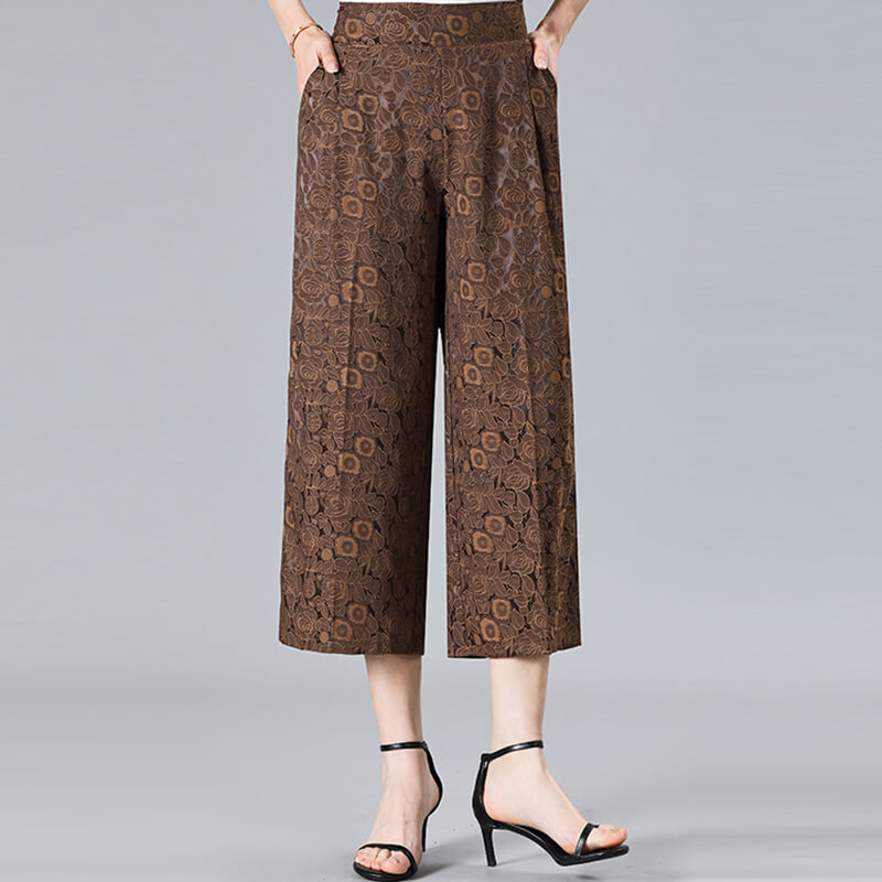 Jacquard ice silk wide-leg pants