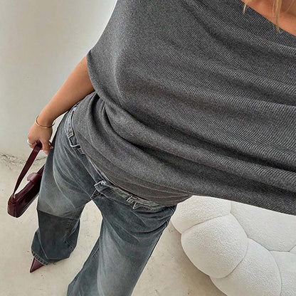 Women's Asymmetrical Off-Shoulder Batwing Sleeve Top