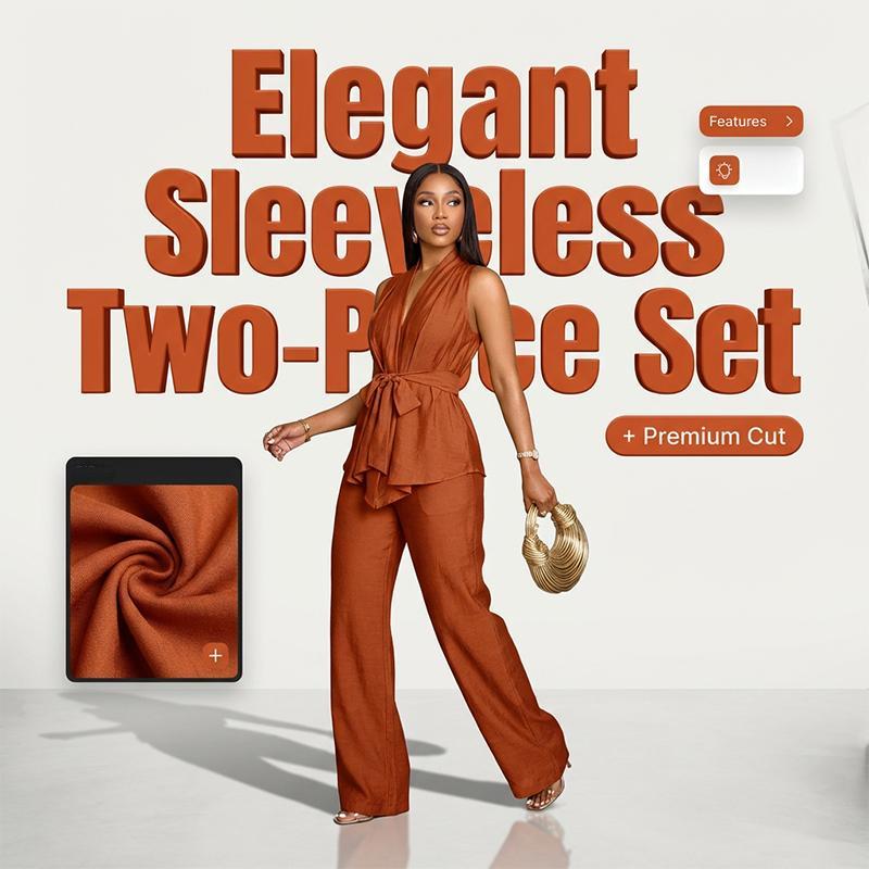 Women's Sleeveless Top & Wide-Leg Pants Set