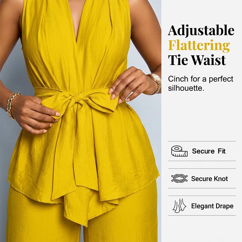 Women's Sleeveless Top & Wide-Leg Pants Set