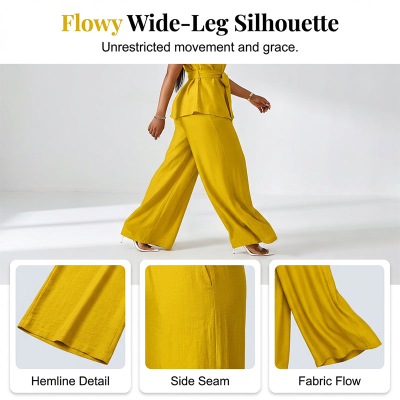 Women's Sleeveless Top & Wide-Leg Pants Set