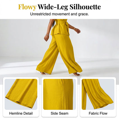 Women's Sleeveless Top & Wide-Leg Pants Set