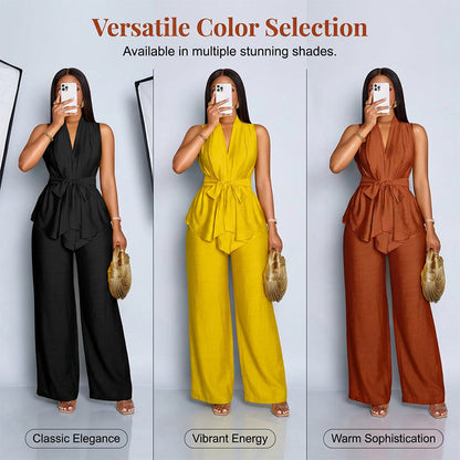 Women's Sleeveless Top & Wide-Leg Pants Set
